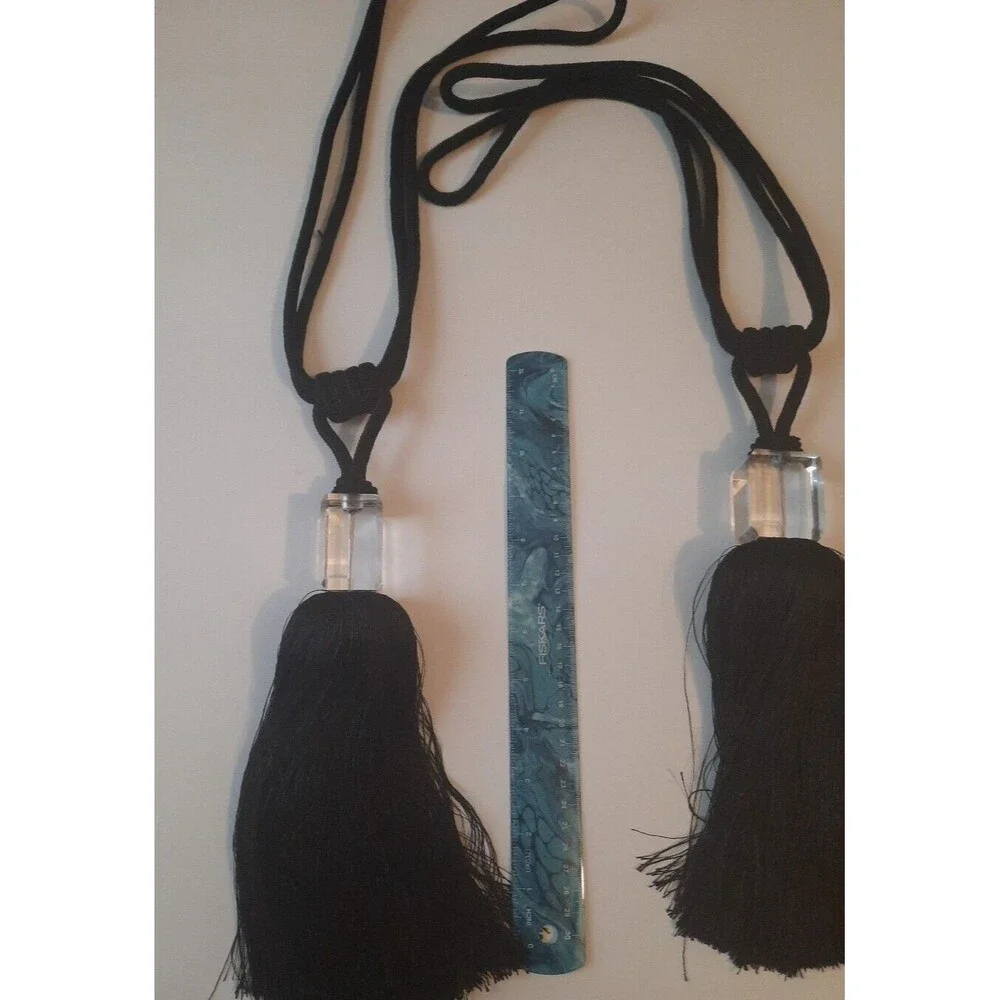 Black Tassels/ Tie Backs acrylic square Accent (Set Of Two)
